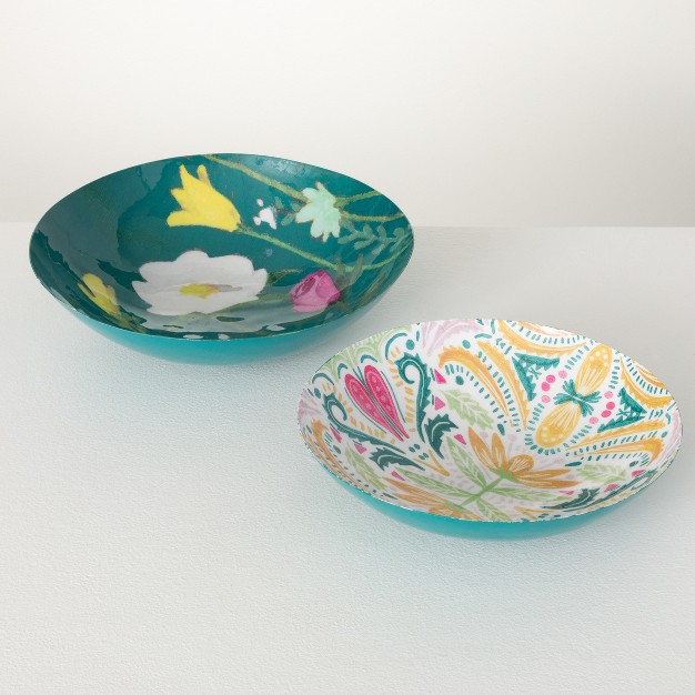 4 quot h Sullivans Floral Colorful Serving Bowls Set Of 2 Multicolored