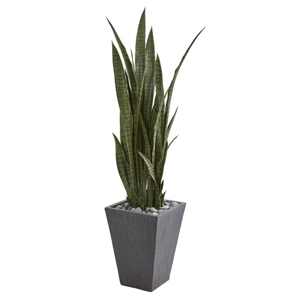 57 Sansevieria Artificial Plant in Slate Planter