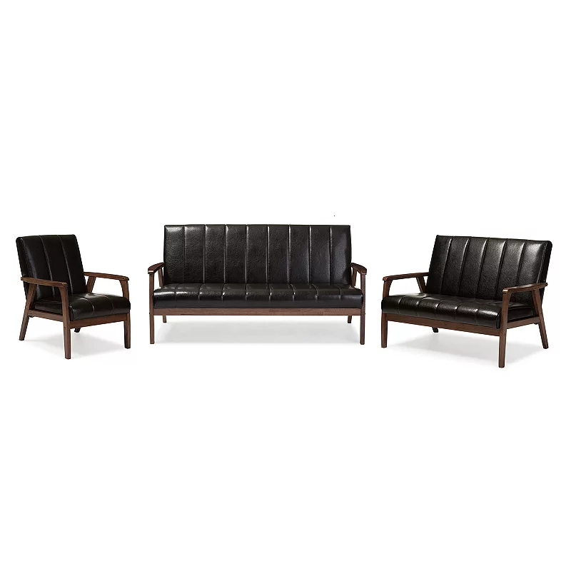 Baxton Studio Nikko Scandinavian Sofa 3-piece Set