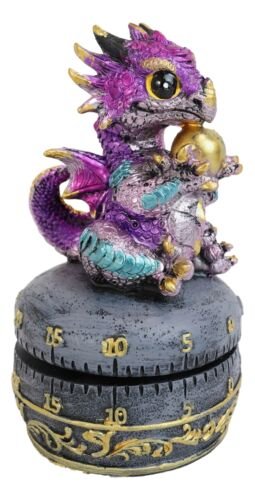 1 Purple Baby Wyrmling Dragon Holding Egg Decorative Kitchen Timer Figurine 60 Min EBR02