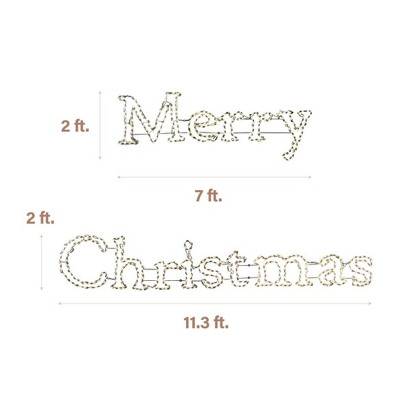 2Piece Merry Christmas Sign in Warm White