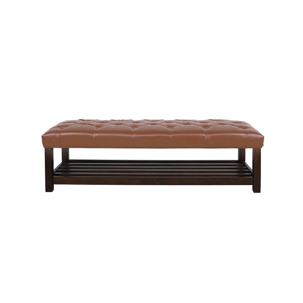 Roseland Contemporary Button Tufted Bench with Shelf by Christopher Knight Home