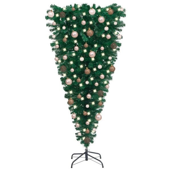 vidaXL Upsidedown Artificial Christmas Tree with LEDsandBall Set 59.1