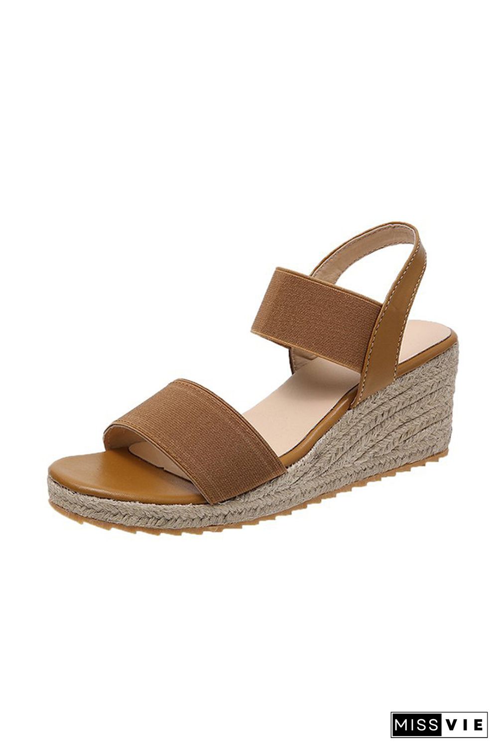 Straw And Nylon Strap High Wedge Sandals Wholesale