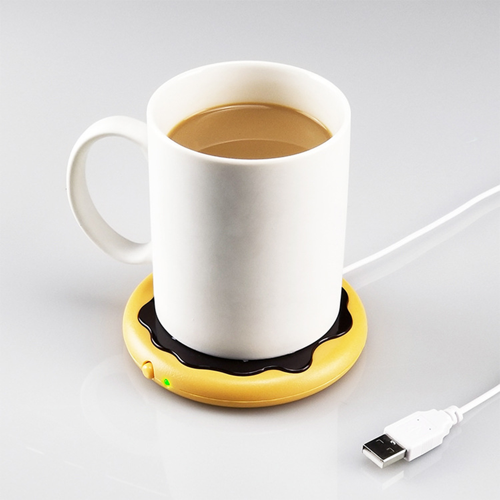 Yesbay Doughnut Shape USB Heating Thermal Insulation Coffee Cup Mug Pad Warmer Mat，Yellow