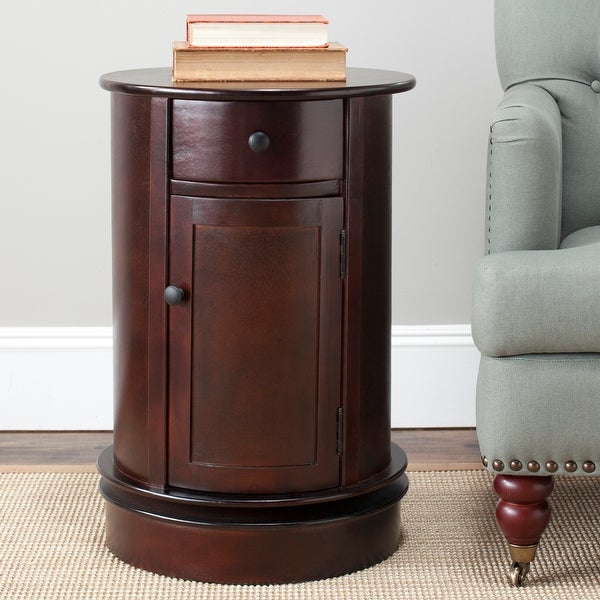 SAFAVIEH Cape Cod Dark Cherry Swivel Storage Accent Table - 17.7