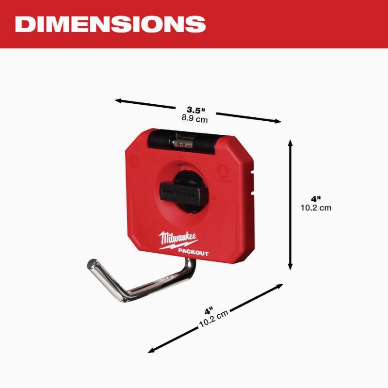 MW PACKOUT 4 In. Single Straight Hook Red