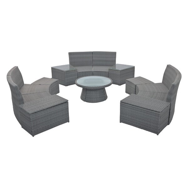 10-Pieces Outdoor Garden Patio Furniture Sets for 8， Sectional Sofa Sets for Patio， Porch， Backyard， Balcony， Poolside and Garden - Overstock - 37459262