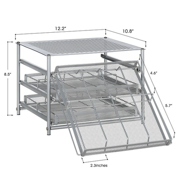 24-Bottle Spice Rack with Drawer Organizer， 3-Tier Metal