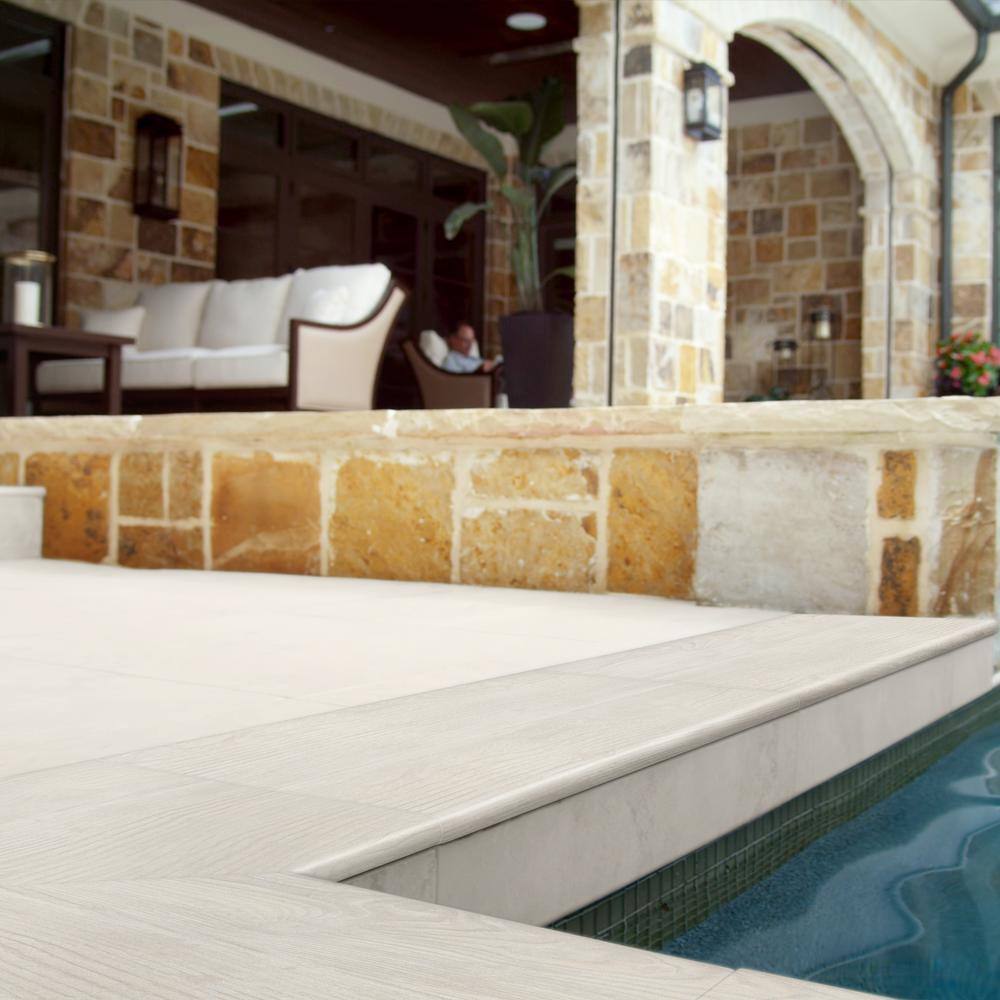 MSI Caldera Blanca 0.79 in. x 13 in. x 24 in. Matte Porcelain Pool Coping (26 Pieces56.33 sq. ft.Pallet) LCOPNCALBLA1324