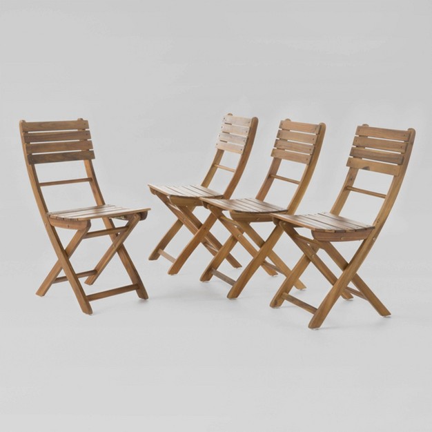 Positano 4pk Acacia Wood Folding Dining Chairs Christopher Knight Home