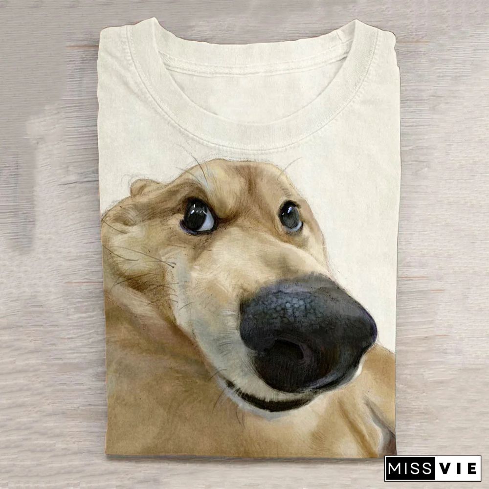 Funny Dog Animal Retro Art Print Design T-Shirt