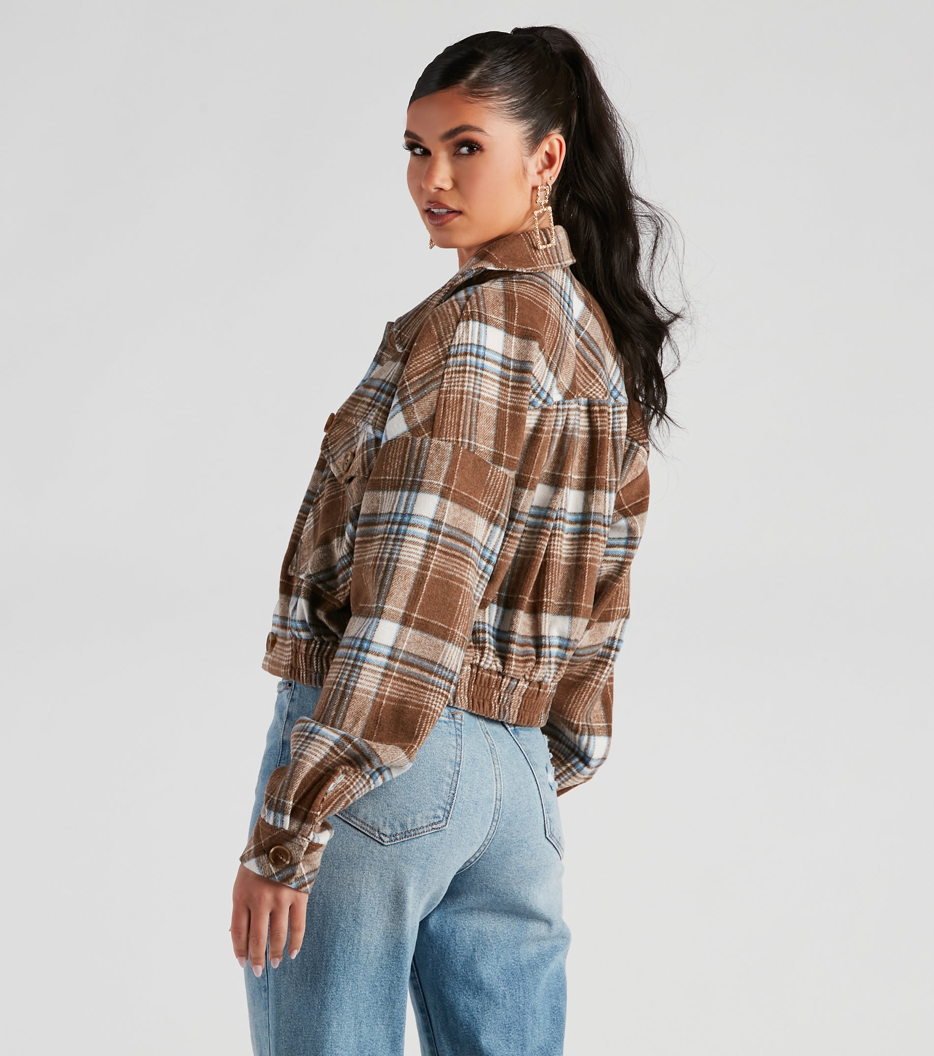 Autumn Nights Plaid Cropped Shacket