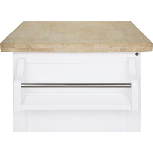 Mainstays Kitchen Island Cart with Drawer and Storage Shelves, White