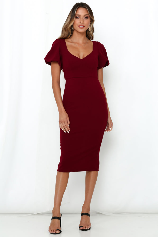 Lost My Invitation Midi Dress Wine