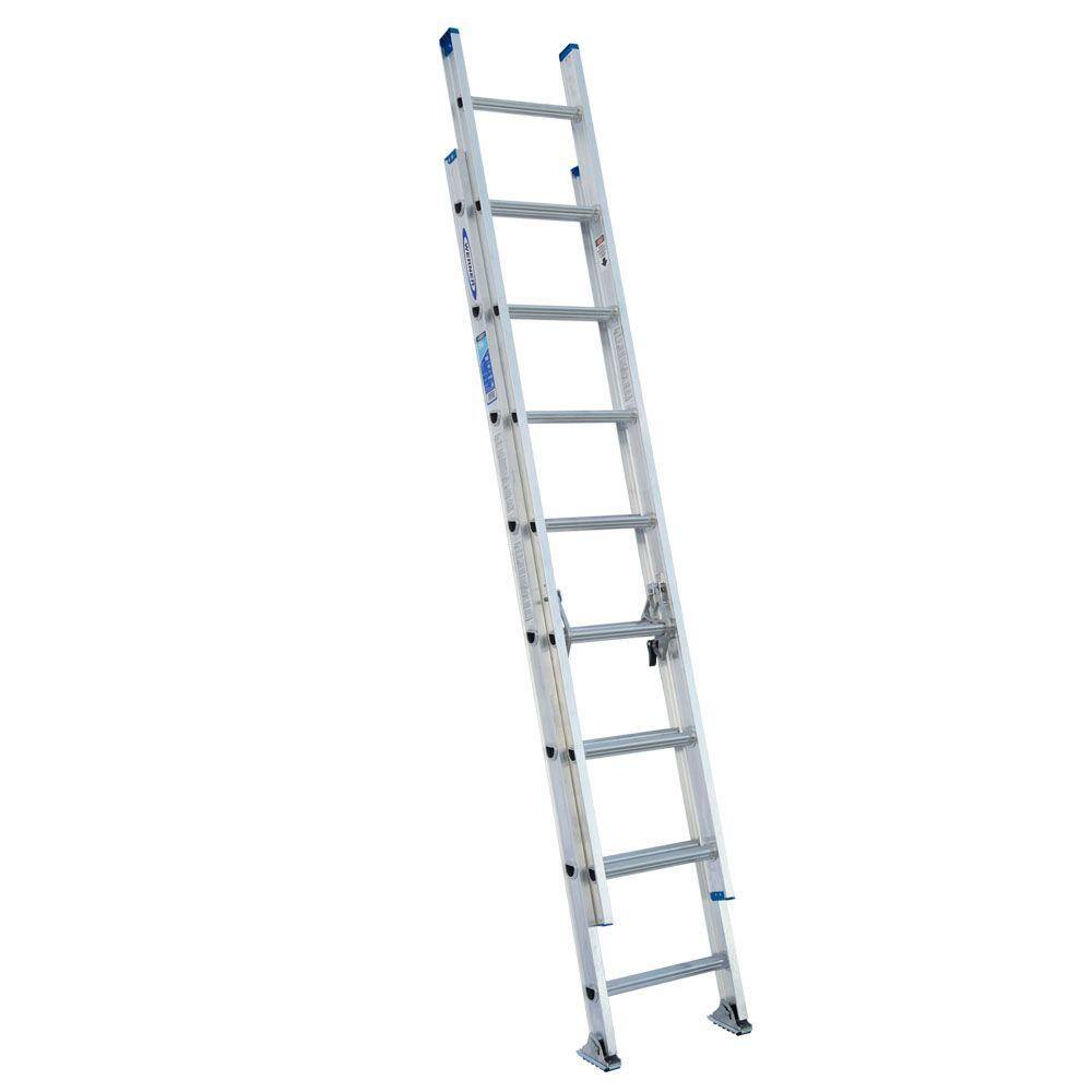 Werner 16 ft. Aluminum D-Rung Extension Ladder with 250 lb. Load Capacity Type I Duty Rating D1316-2