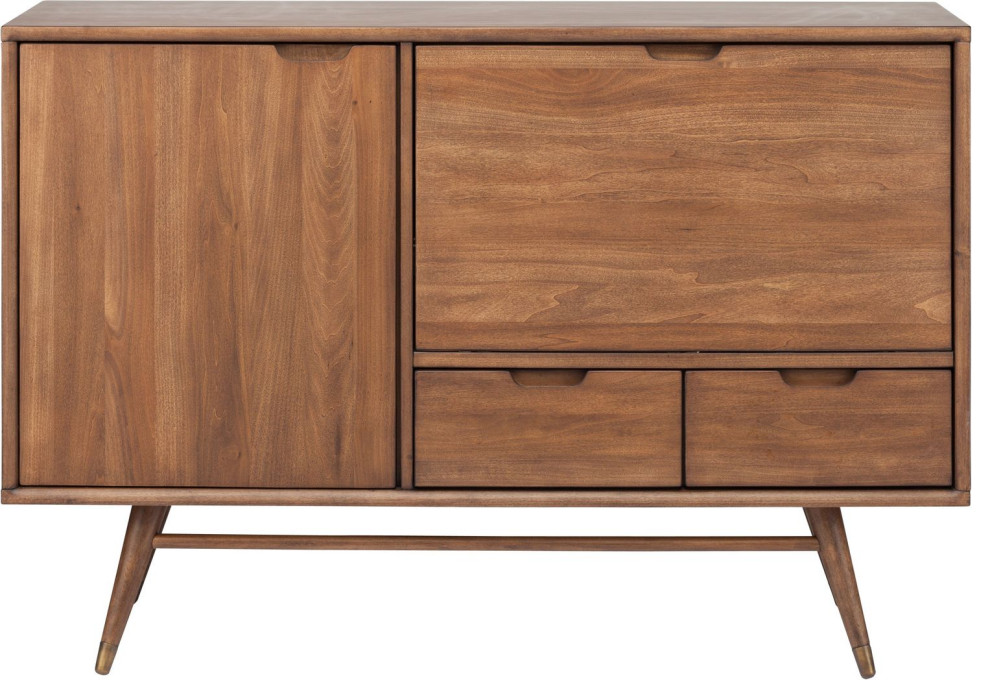 Nuevo Furniture Janek Media Unit Cabinet in Walnut   Midcentury   Entertainment Centers And Tv Stands   by Unlimited Furniture Group  Houzz