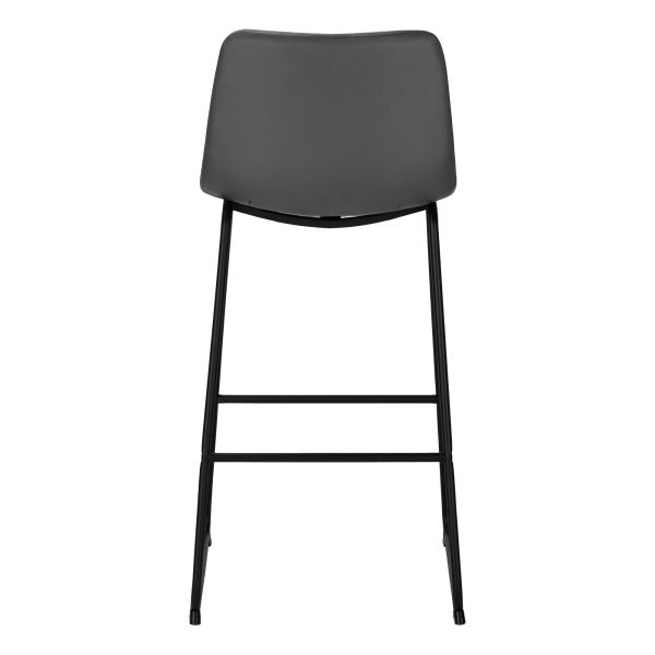 Office Chair， Bar Height， Standing， Computer Desk， Work， Grey Leather Look， Black Metal， Contemporary， Modern