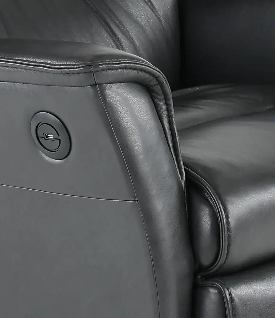 Captain Charcoal Gray Large Leather Swivel Glider Power Recliner