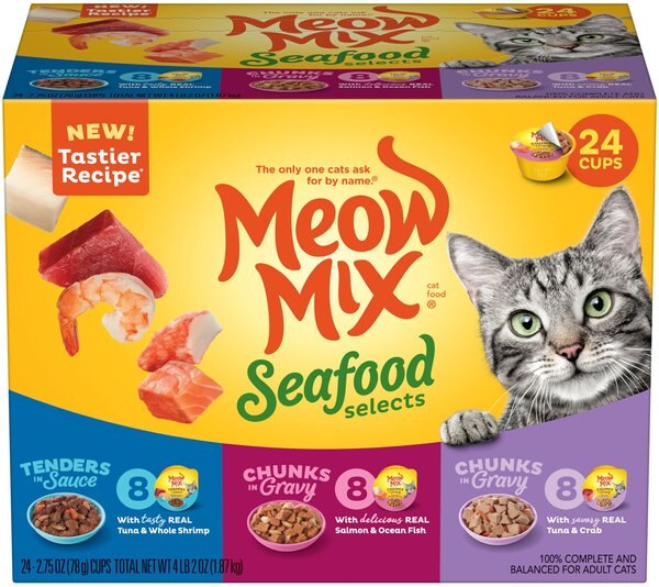 Meow Mix Seafood Selects Variety Pack Wet Cat Food Trays