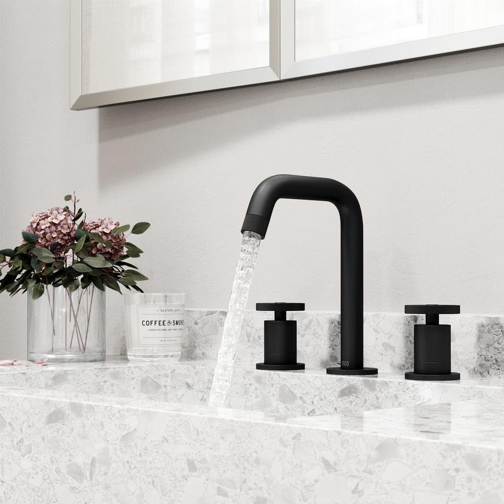 VIGO Cass Two Handle ThreeHole Widespread Bathroom Faucet in Matte Black