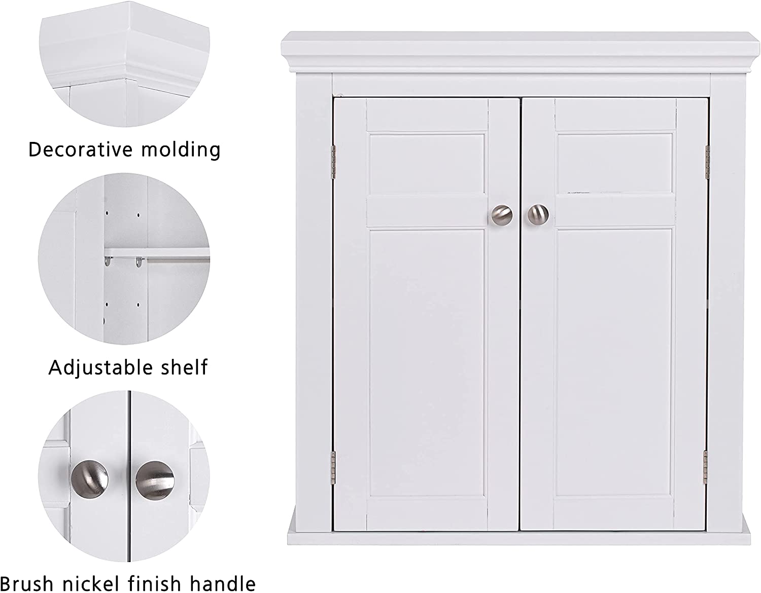 Spirich Home Bathroom Cabinet Wall Mounted with Doors and Shelves, 2 Doors Shuttered Wall Cabinet, Bathroom Wall Cabinet, White