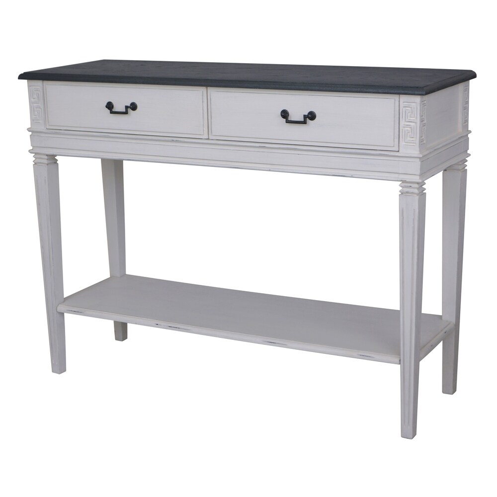 International Caravan Ashbury Distressed Wood 2 drawer Console Table