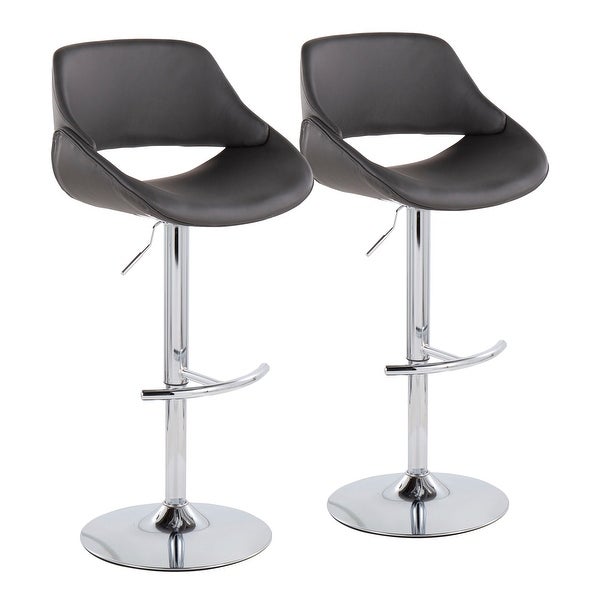 Silver Orchid Svellingen Adjustable Bar Stool with Rounded T Footrest - Set of 2