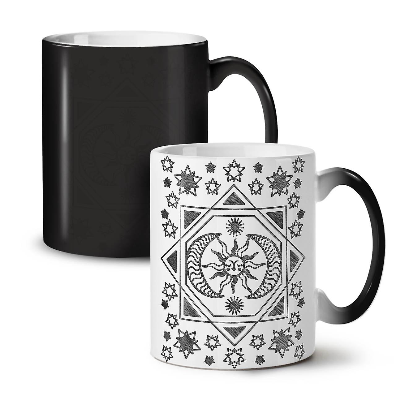 Sun Moon Stylish NEW Black Colour Changing Tea Coffee Ceramic Mug 11 oz | Wellcoda