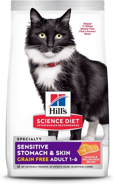 Hill's Science Diet Adult Sensitive Stomach and Skin Grain-Free Salmon and Yellow Pea Recipe Dry Cat Food