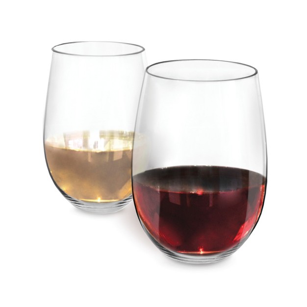 True Flexi Stemless Wine Glass Clear Plastic Tumblers Stemless Flexible Wine Glass 15 Ounces Drinkware Clear Set Of 2