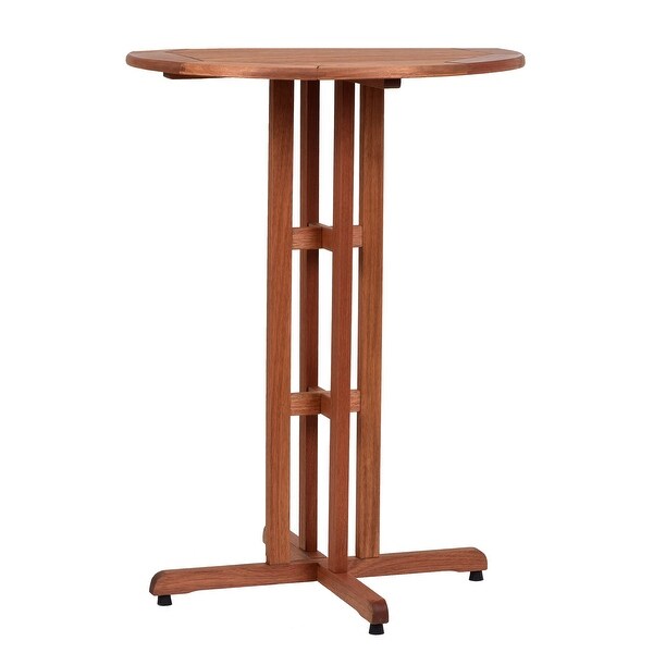 Ibiza 1-Piece Patio Round Bar Table Eucalyptus Wood Ideal for Outdoors and Indoors， Brown