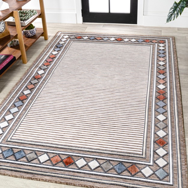 Jonathan Y Sebastian High low Modern Diamond Border Classic Indoor outdoor Area Rug