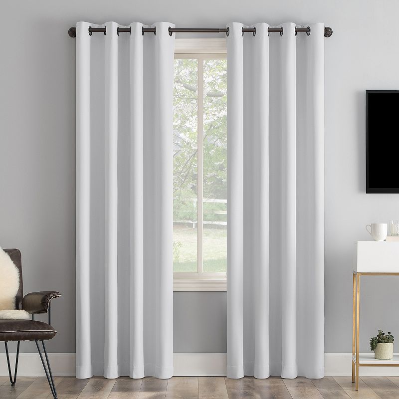 Sun Zero Tresello 100% Blackout Tonal Textured Draft Shield Fleece Insulated Grommet Window Curtain