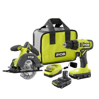 RYOBI ONE+ 18V Cordless 2-Tool Combo Kit with DrillDriver Circular Saw (2) 1.5 Ah Batteries and Charger PCL1201K2