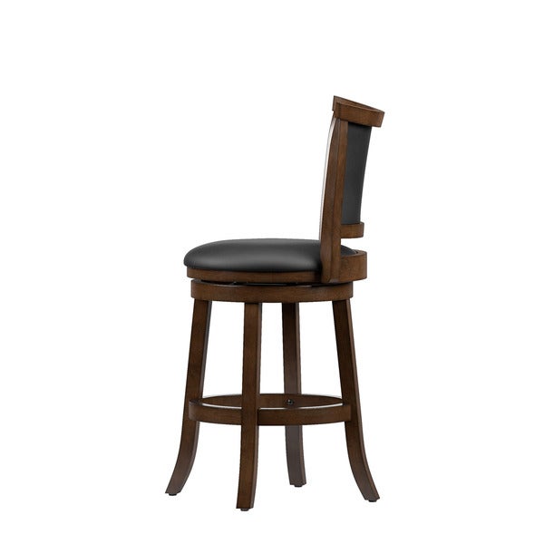 Woodgrove Bonded Leather Brown Wood Barstool (Set of 2)