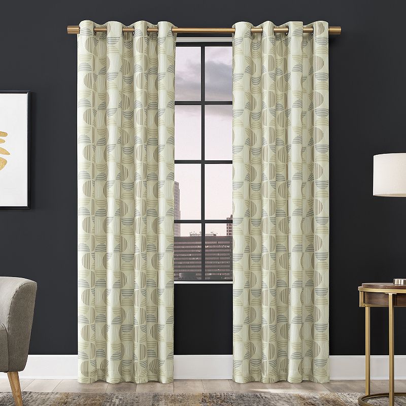 Scott Living Drake Mid-Century Geometric Semi-Sheer Grommet 1-panel Window Curtain