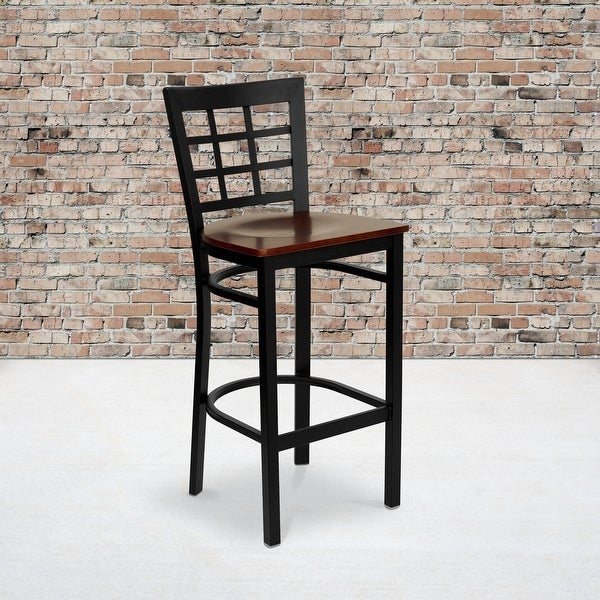 Window Back Metal Restaurant Barstool - 16