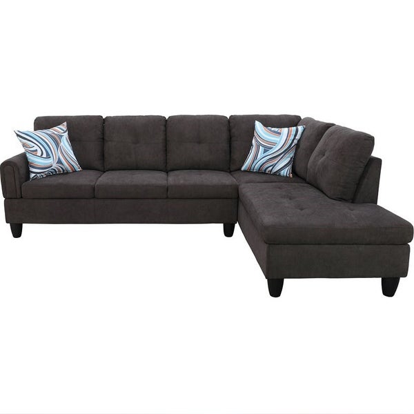 2-piece Linen L Shaped Sectional Sofa in Brown