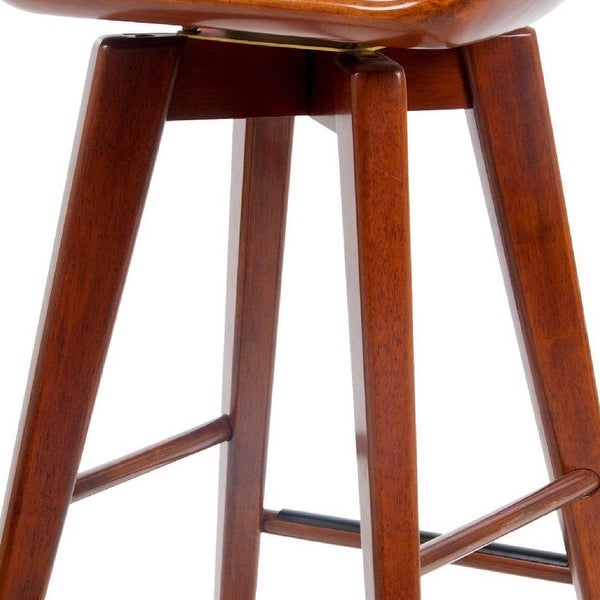 Esme 29 Inch Swivel Barstool with Contour Seat， Wood