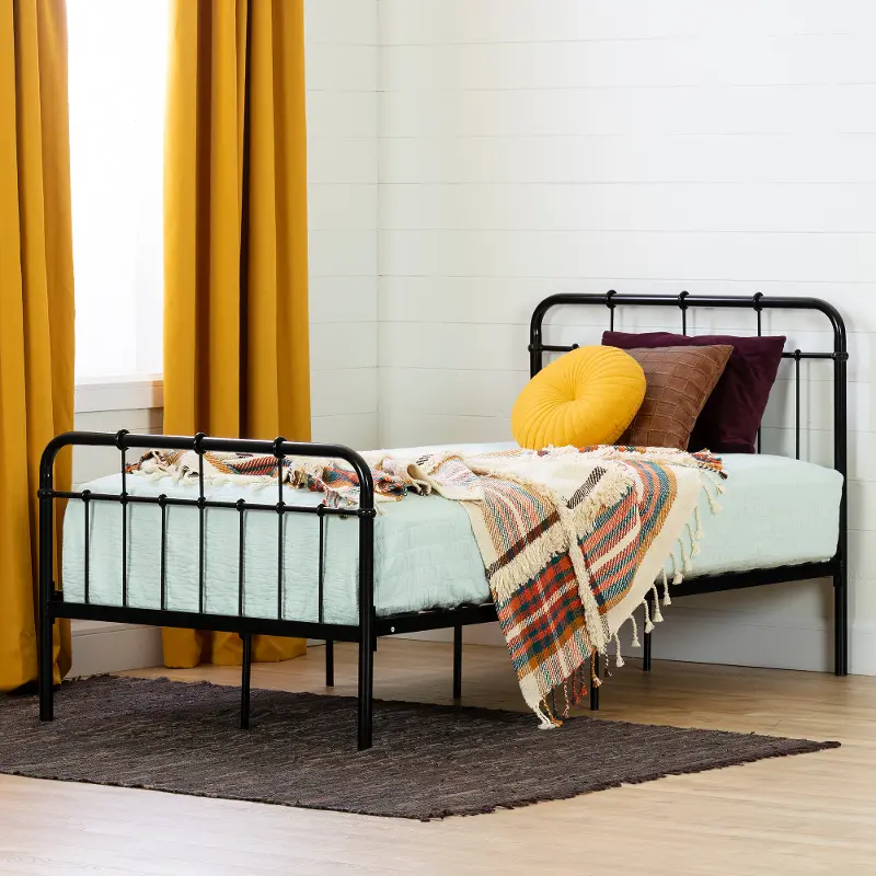 Versa Industrial Black Twin Metal Platform Bed - South Shore