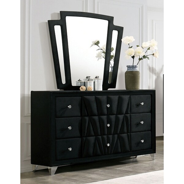 Furniture of America Ambrosia Black 9-Drawer Dresser with Mirror - - 35633853