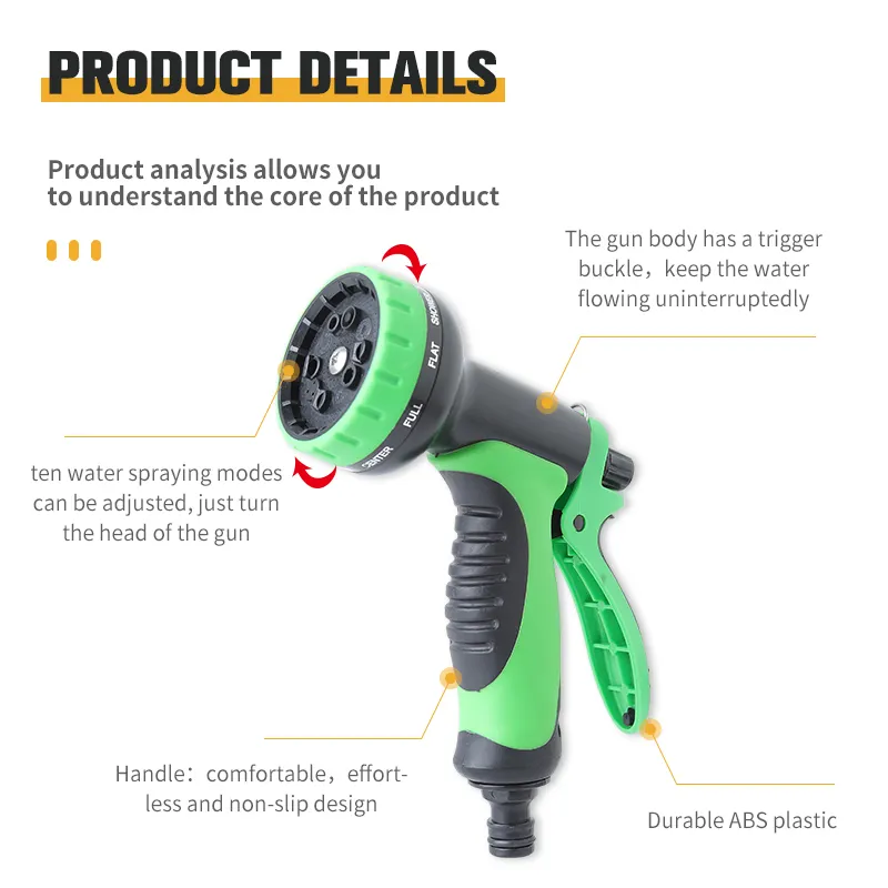 Multifunction 10 Function Plastic Garden Hose Nozzle Water Gun Portable Garden Spray Water Gun  Factory supply of goods Garden w