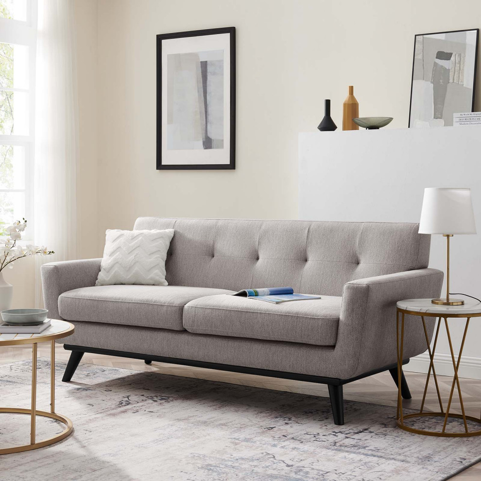 Engage Herringbone Fabric Loveseat   Midcentury   Loveseats   by Modway  Houzz