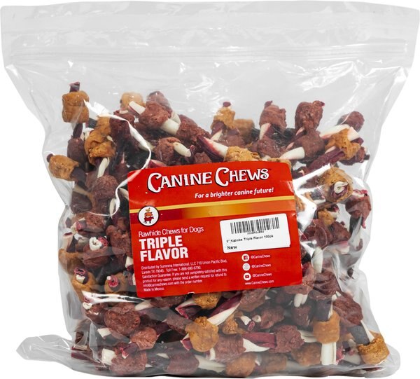 Canine Chews 5-inch Kabobs Rawhide Twist  Triple Chicken Flavor Dental Dog Chews