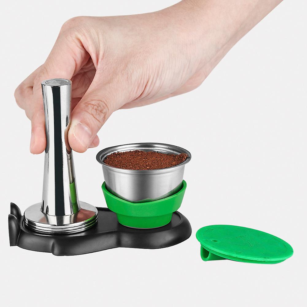 Stainless Steel Capsule Hammer Capsule Base Set Coffee Capsule Coffee Machine Accessory Reusable  Simple Safe Convenient Quick Coffee Making Accessori