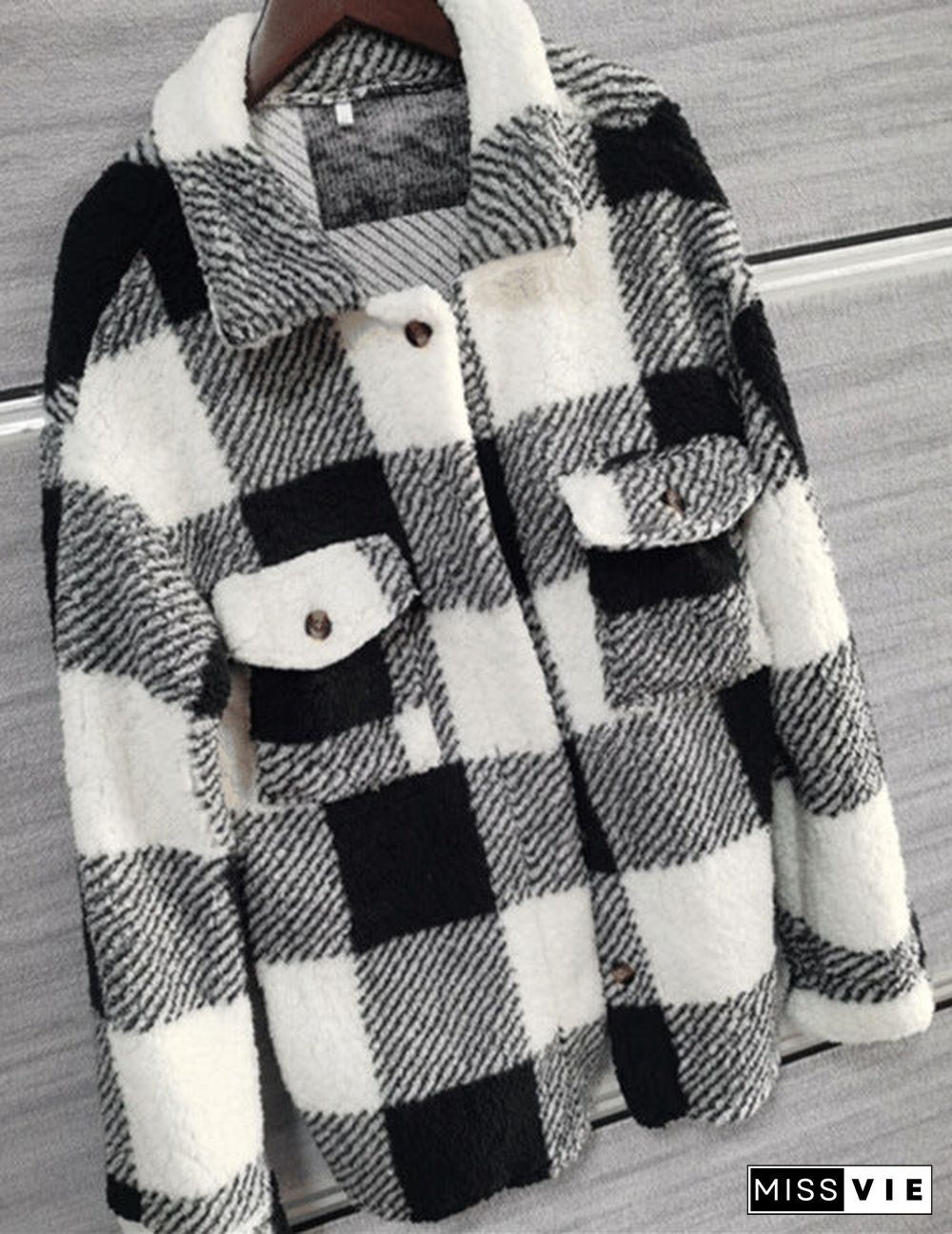 Long Sleeve Button Sherpa Jacket Coat