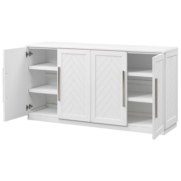 White Buffet Cabinet with Adjustable Shelves