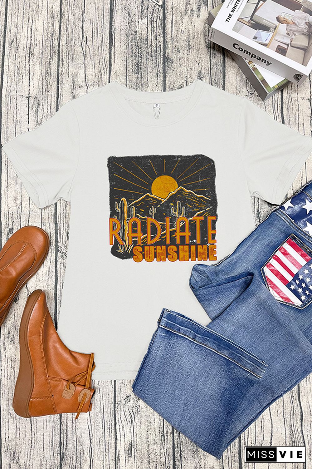 Radiate Sunshine Cactus Desert Graphic Tee Wholesale