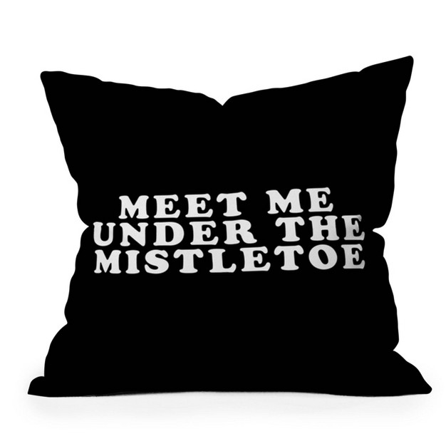 Leah Flores Christmas Mistletoe Kiss Throw Pillow Black Deny Designs